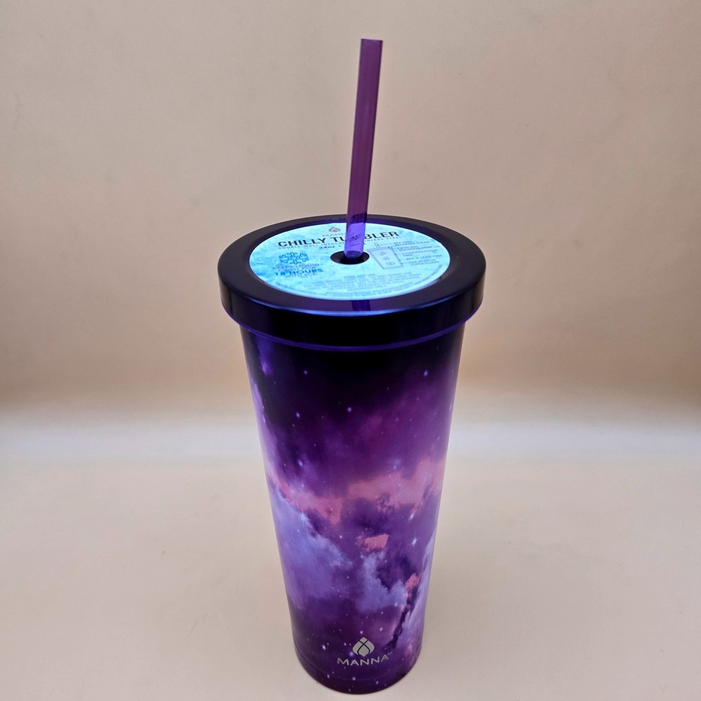 Manna Chilly Tumbler 24oz Stainless Steel Purple Colorful‎ Galaxy 31856 New